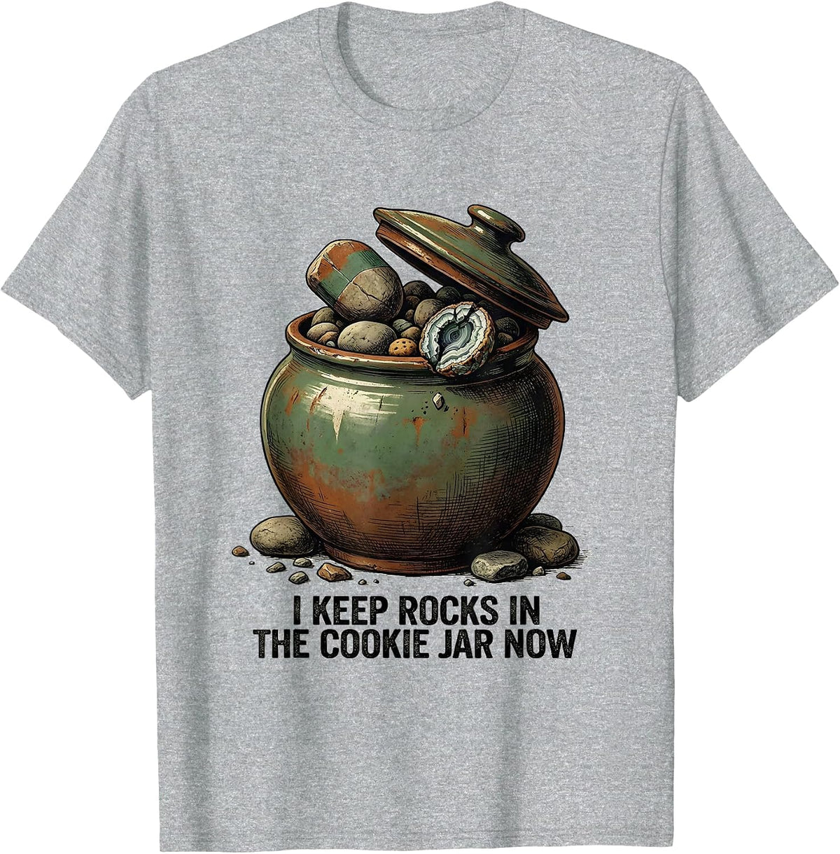 Men's I Keep Rocks In The Cookie Jar Now Vintage Rock Collector T-Shirt - Heather Grey