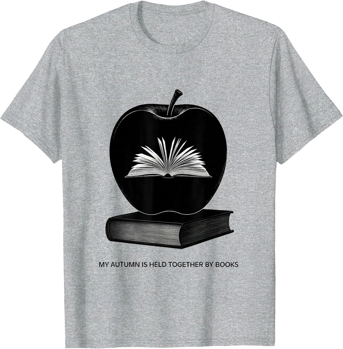 Men's My Autumn Is Held Together By Books Cute Teacher Book Lover T-Shirt - Heather Grey