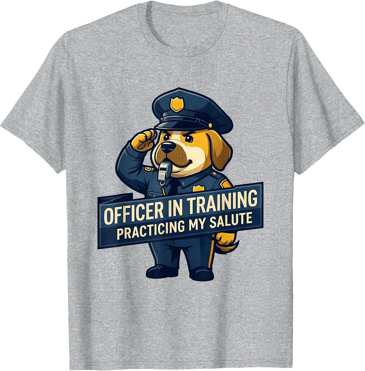 Men's Officer In Training, Practicing My Salute Police Officer T-Shirt - Heather Grey