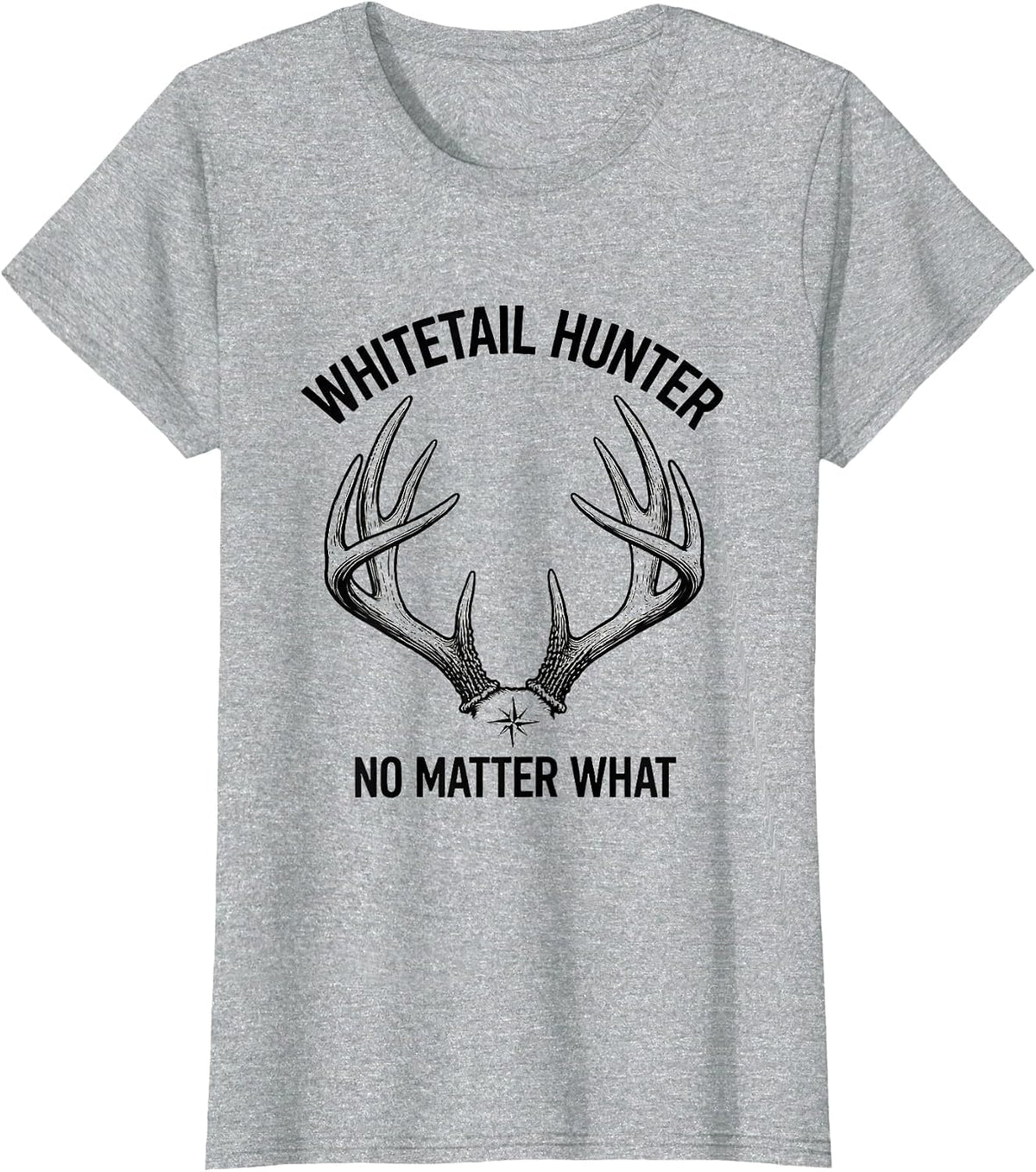 Whitetail Hunter No Matter What Line Art Hunting Dad T-Shirt - Heather Grey