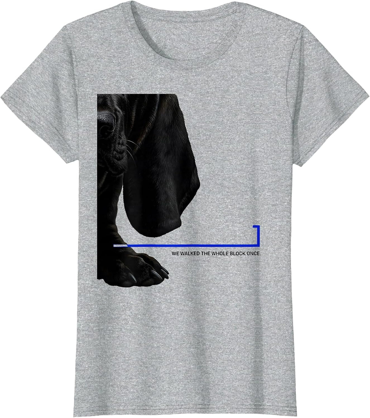 We Walked The Whole Block Once Funny Basset Hound Dog Lover T-Shirt - Heather Grey