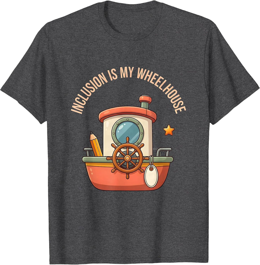 Men's Inclusion Is My Wheelhouse Special Education Teacher Autism T-Shirt - Dark Heather Grey