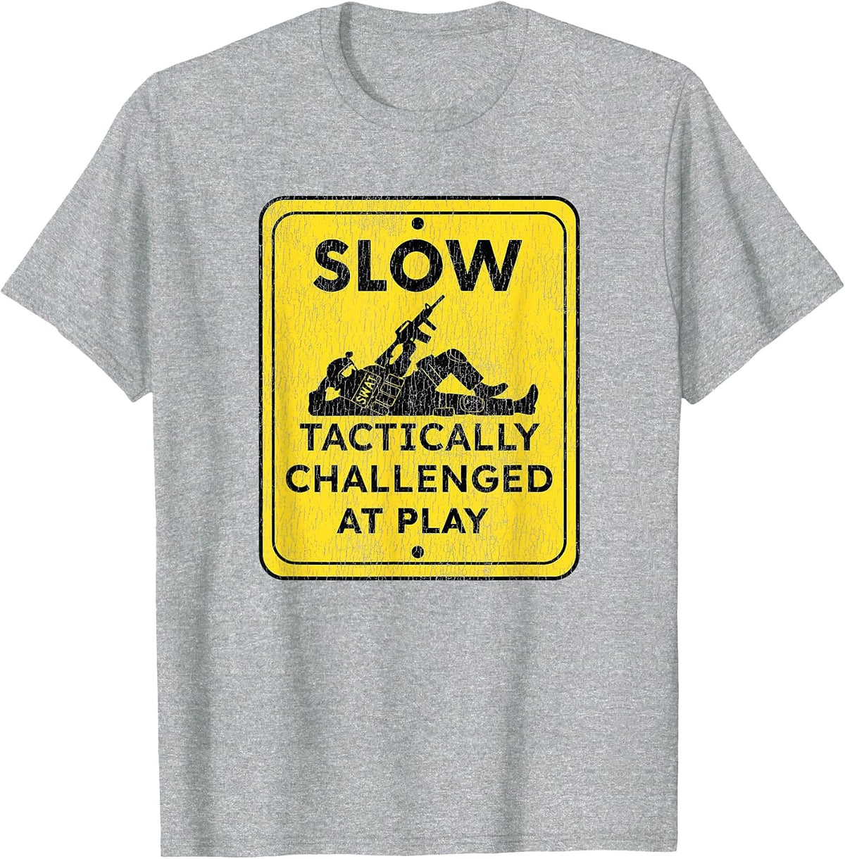 Funny Tactically Challenged for Police SWAT Team T-Shirt - Heather Grey