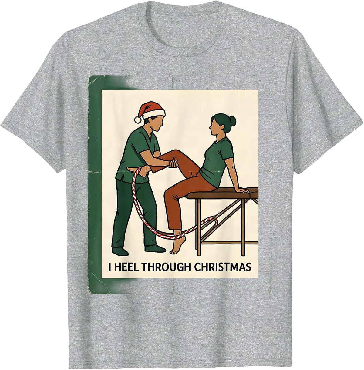 Men's I Heel Through Christmas Vintage Physical Therapist T-Shirt - Heather Grey