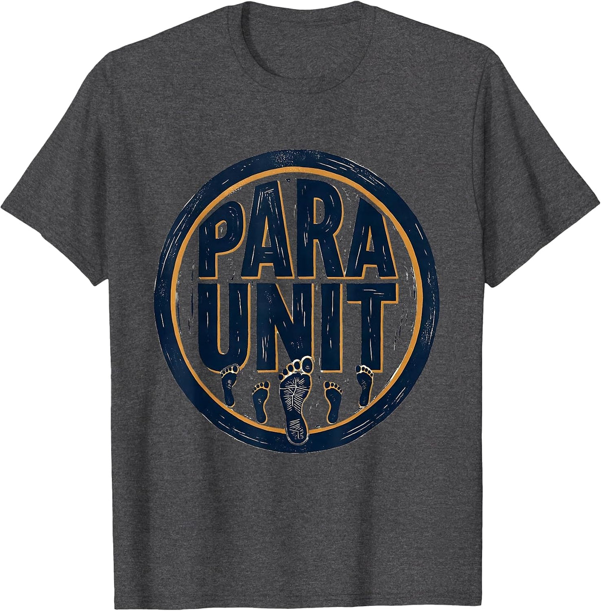 Para Unit Linocut Teacher Paraeducator Appreciation T-Shirt - Dark Heather Grey