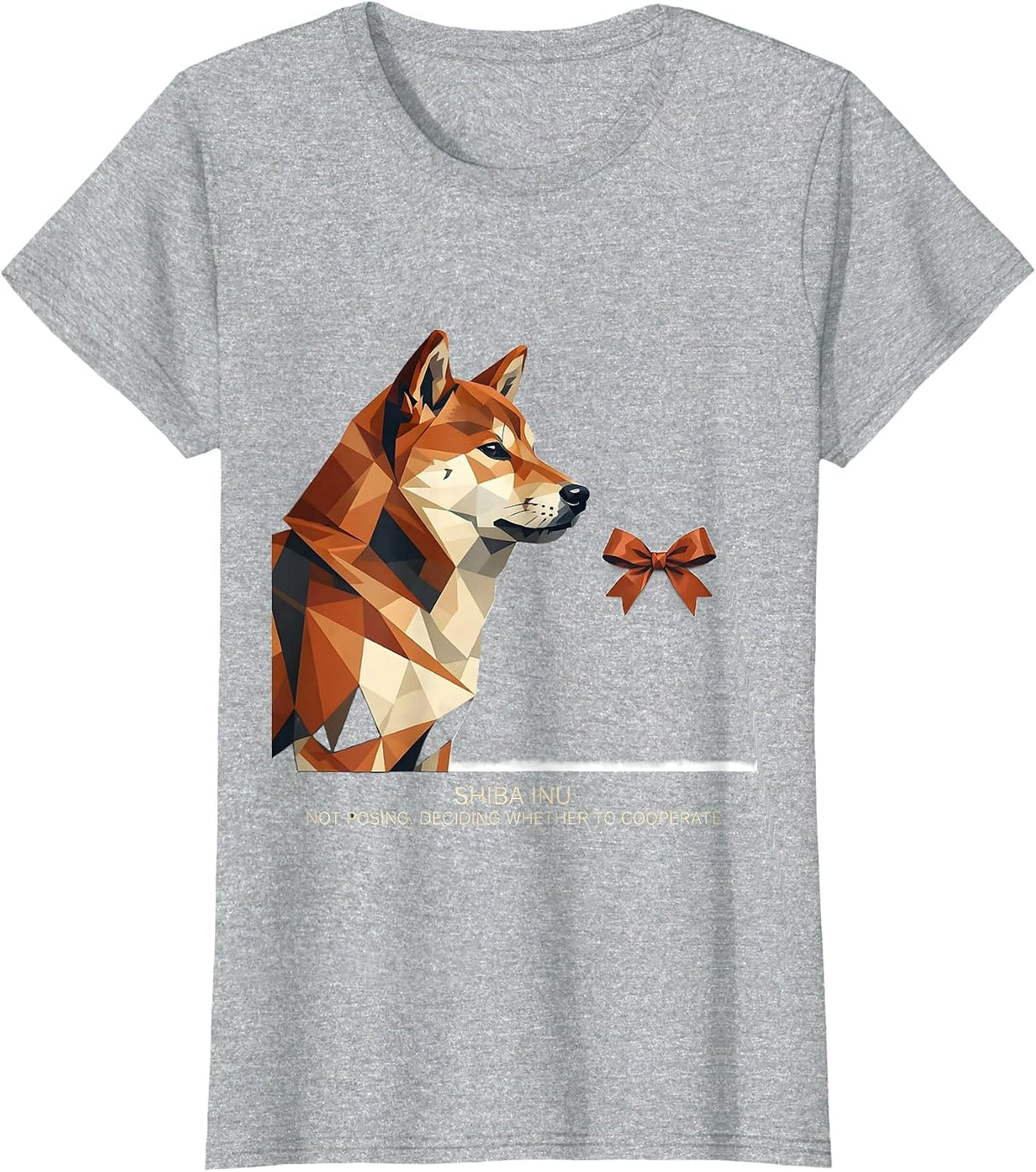 Shiba Inu. Not Posing. Deciding Whether To Cooperate. T-Shirt - Heather Grey