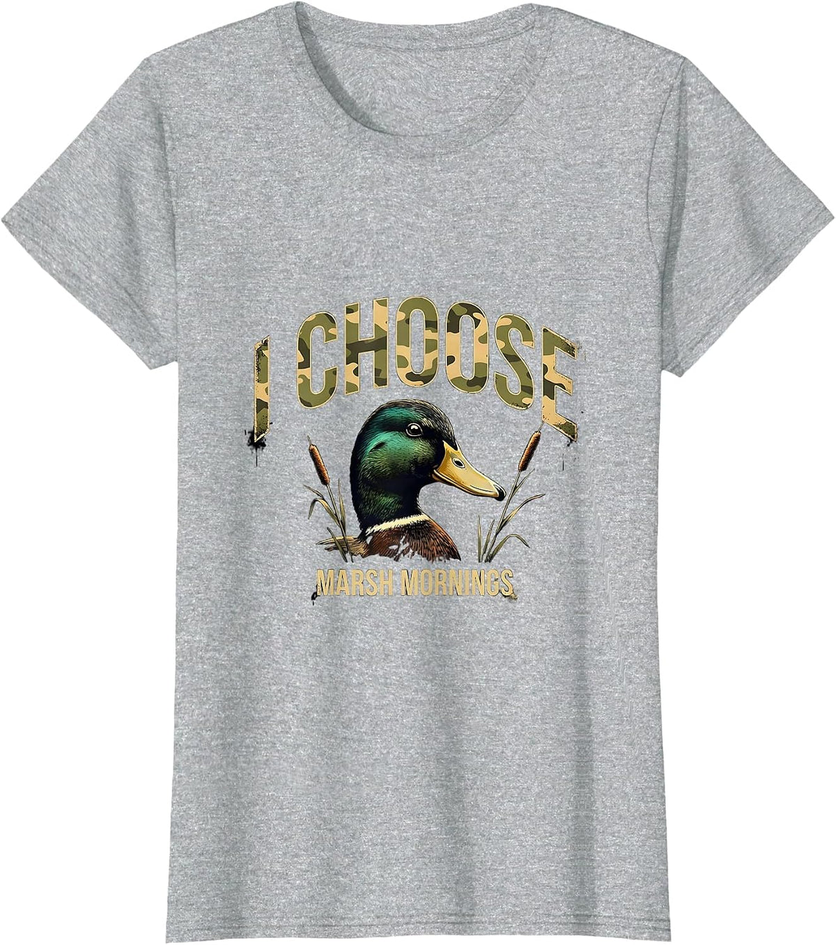 I Choose Marsh Mornings Distressed Duck Hunting Humor Dad T-Shirt - Heather Grey
