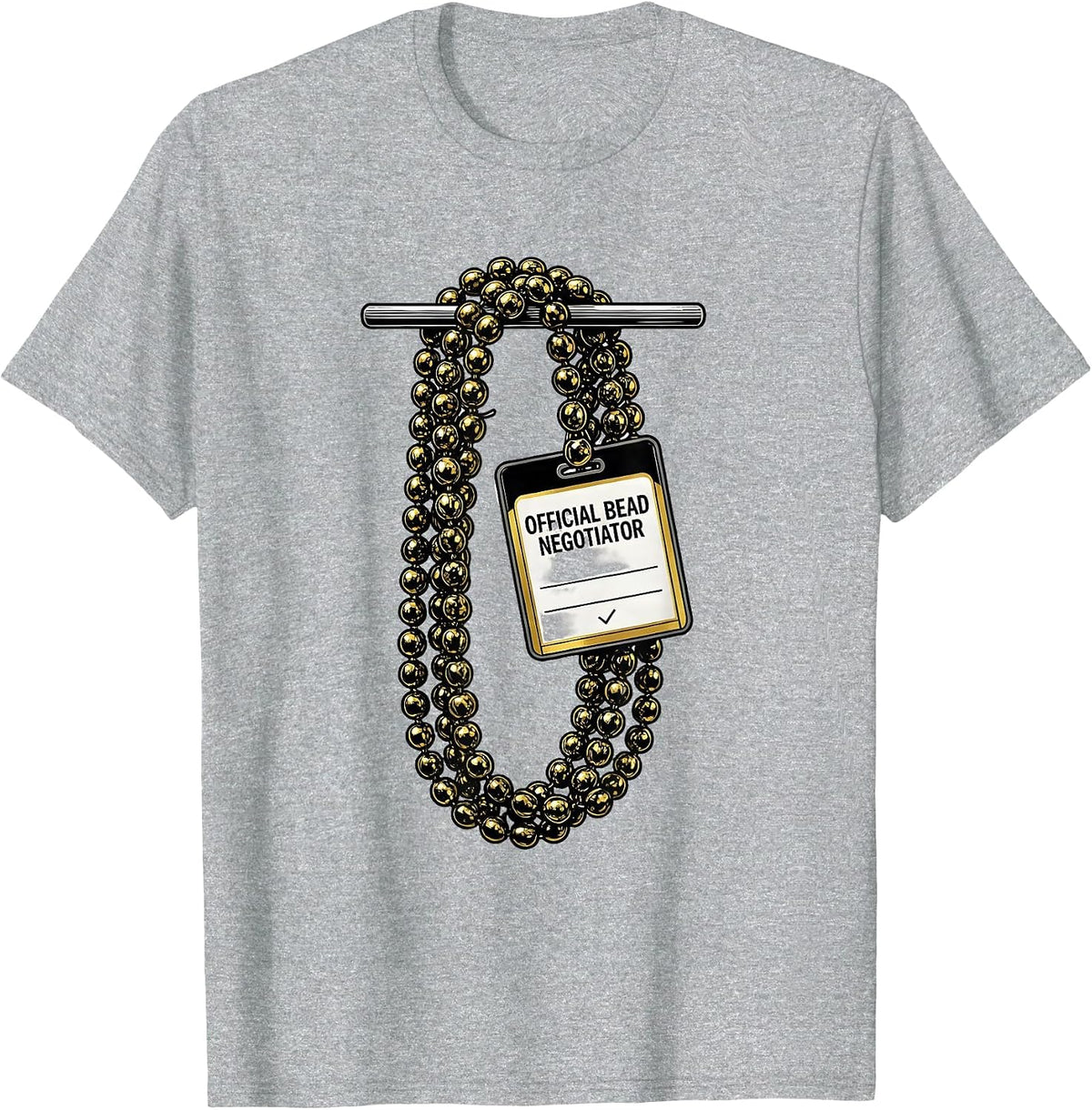 Men's Official Bead Negotiator Funny Mardi Gras Party Group T-Shirt - Heather Grey