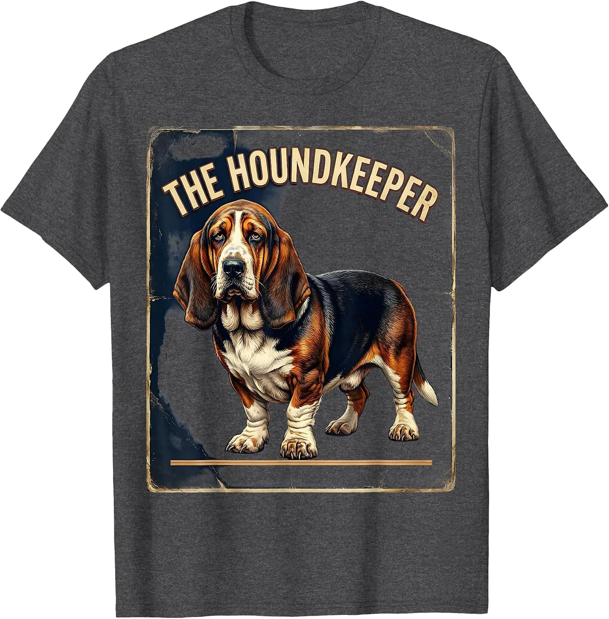 The Houndkeeper Vintage Basset Hound Owner Deadpan Humor T-Shirt - Dark Heather Grey