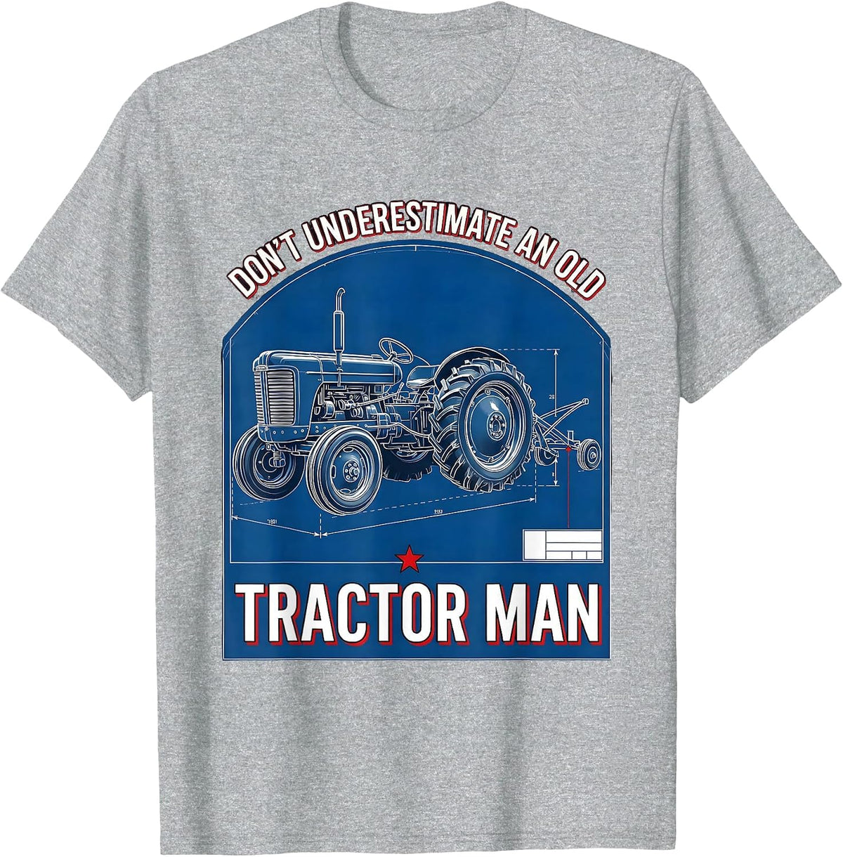 Men's Don't Underestimate An Old Tractor Man Vintage Farmer Humor T-Shirt - Heather Grey