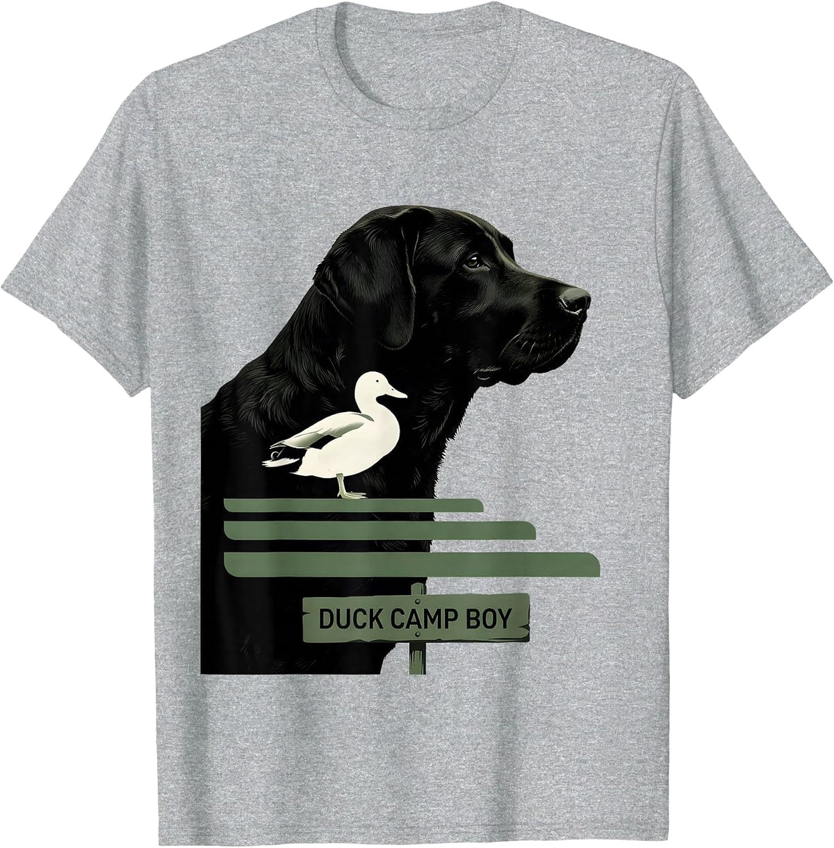 Men's Duck Camp Boy Silhouette Labrador Retriever Duck Hunting T-Shirt - Heather Grey