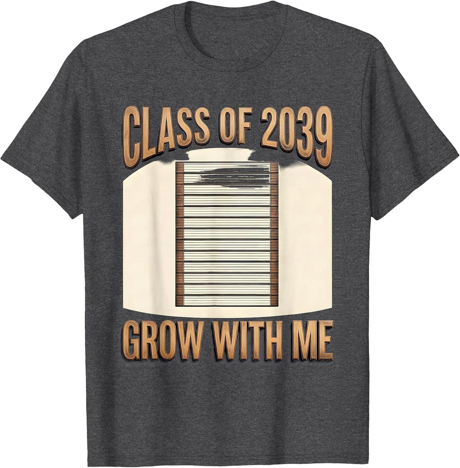Men's Class Of 2039 Grow With Me Sentimental Keepsake First Day T-Shirt - Dark Heather Grey