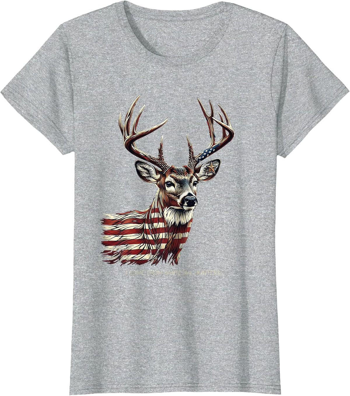 I Come From Whitetail Hunters Patriotic Camo Deer Hunter Dad T-Shirt - Heather Grey