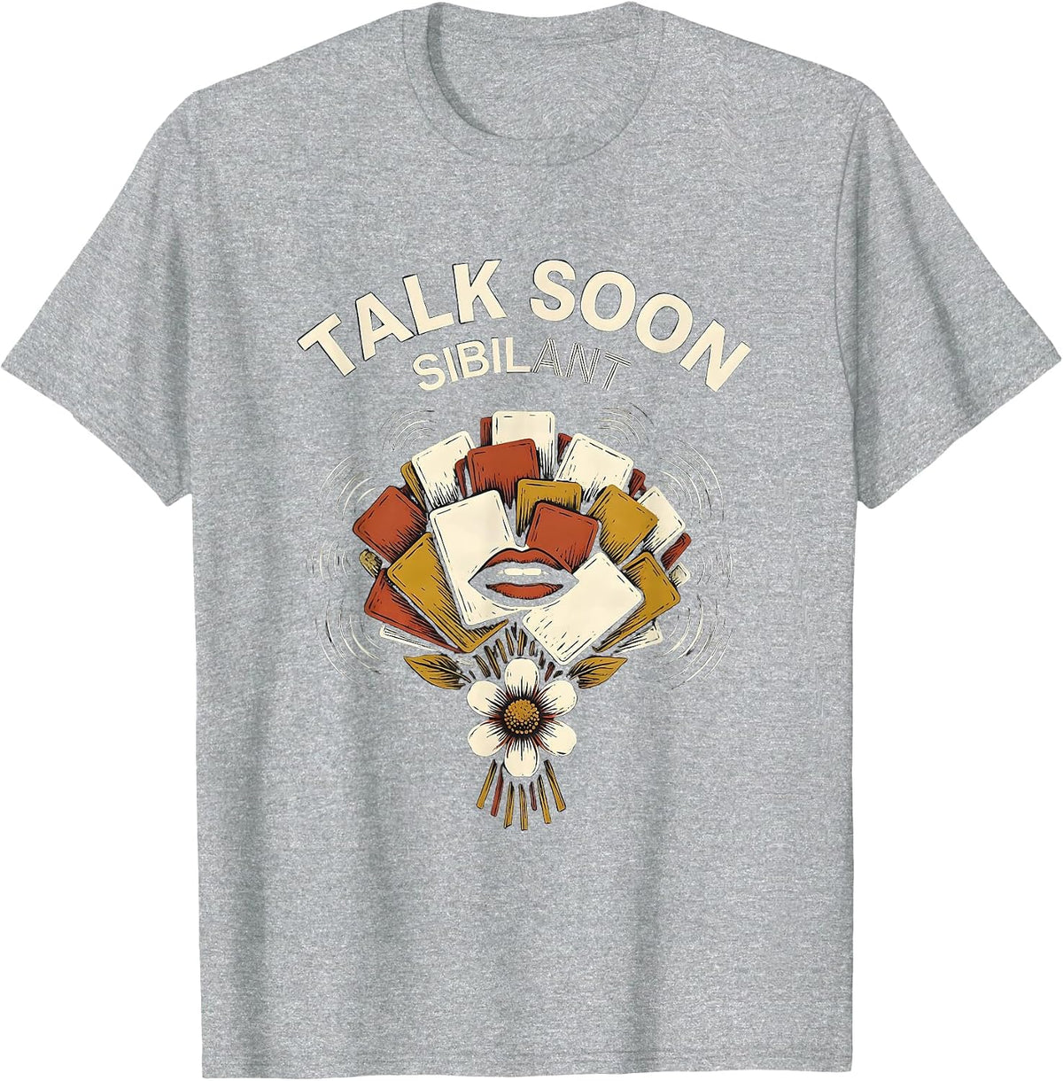 Men's Talk Soon Sibilant Retro Floral Speech Language Pathologist T-Shirt - Heather Grey