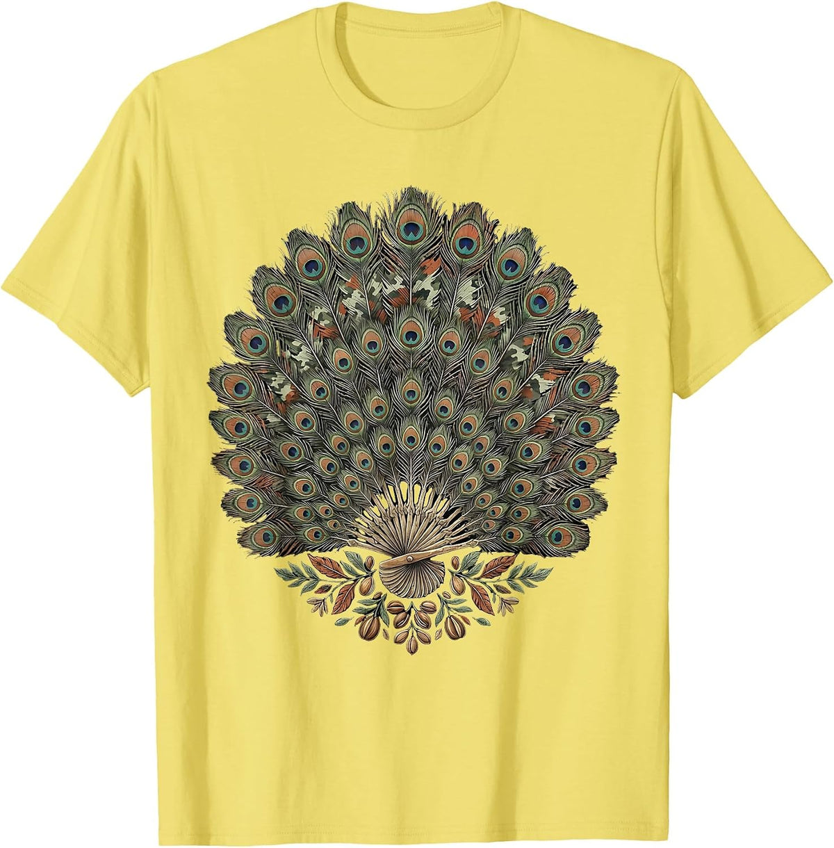 Men's Wild Turkey Fan Spread Camo Illustration T-Shirt - Lemon Yellow