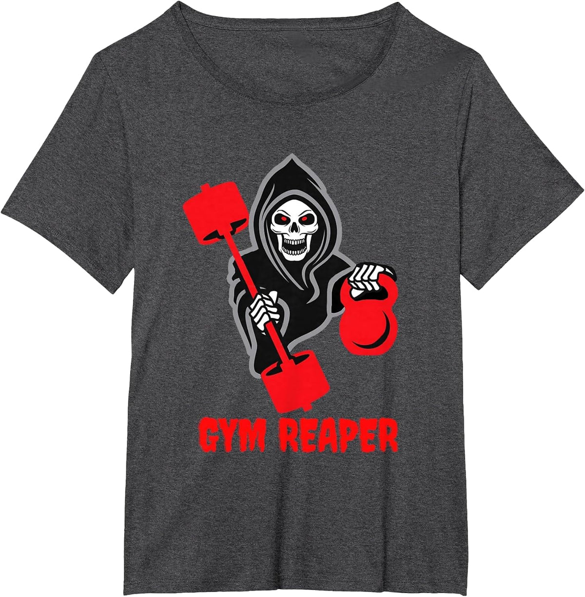 Gym Reaper Funny Halloween Workout T-Shirt - Dark Heather Grey