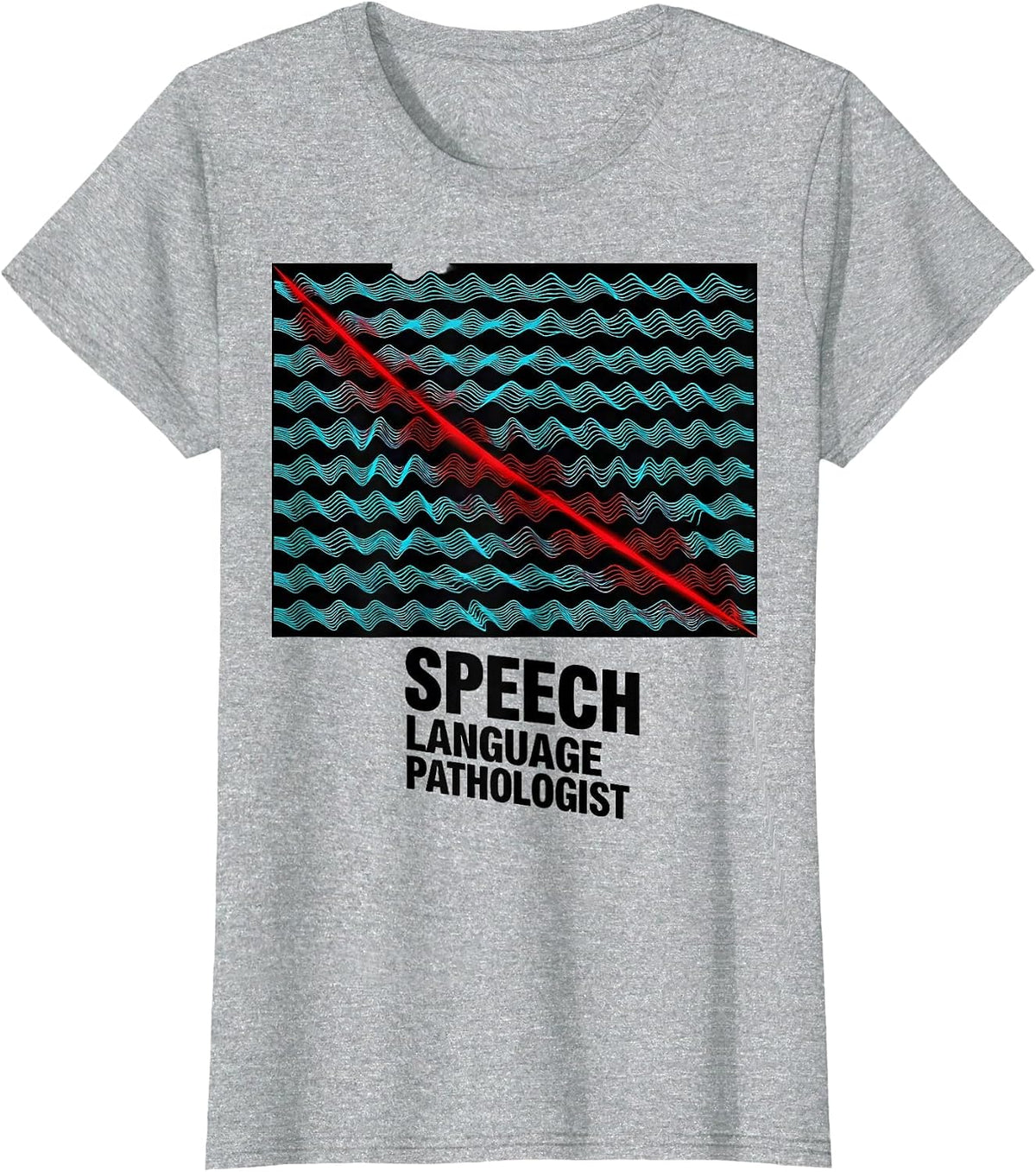 Women's Speech Language Pathologist New Wave Typography SLP Pride T-Shirt - Heather Grey
