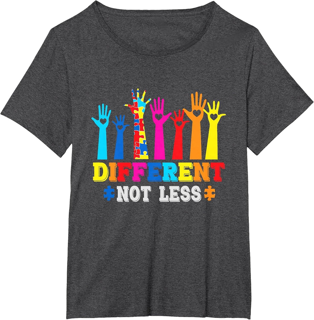 Autism Awareness, Different Not Less, Support Autism T-Shirt - Dark Heather Grey