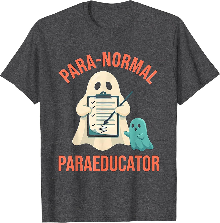 Men's Para-Normal Paraeducator Ghost Sped Teacher Halloween T-Shirt - Dark Heather Grey
