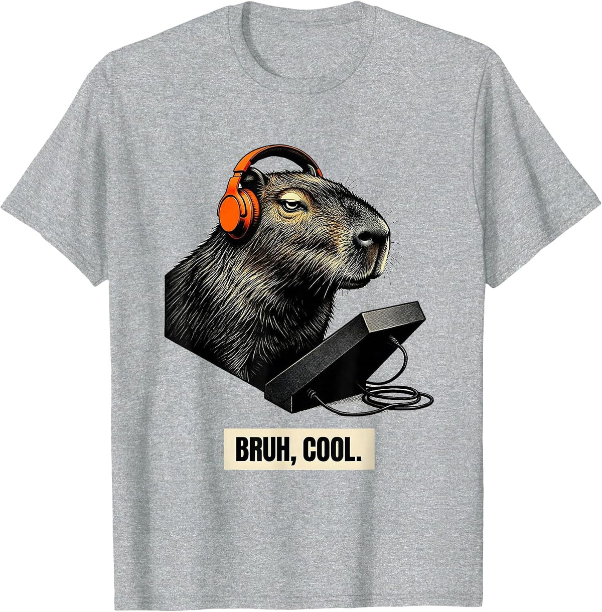 Men's Bruh Cool Funny Capybara Gamer Meme Lover T-Shirt - Heather Grey