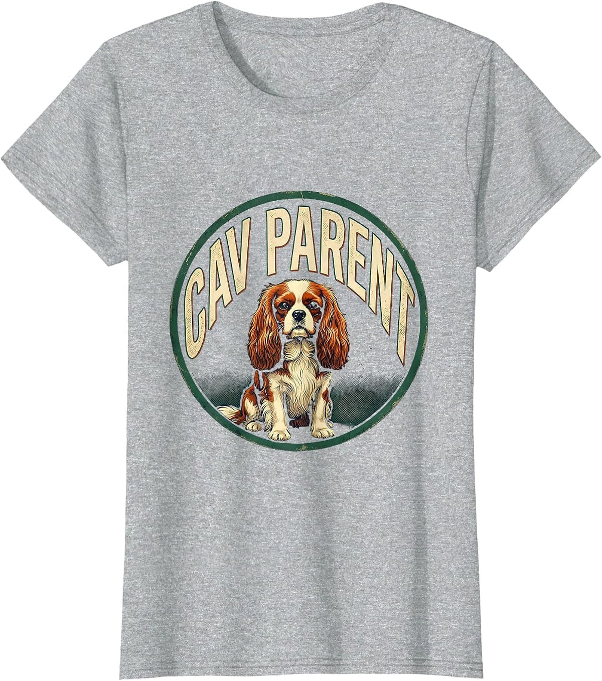 Women's Cav Parent Vintage Cavalier King Charles Spaniel Owner Humor T-Shirt - Heather Grey