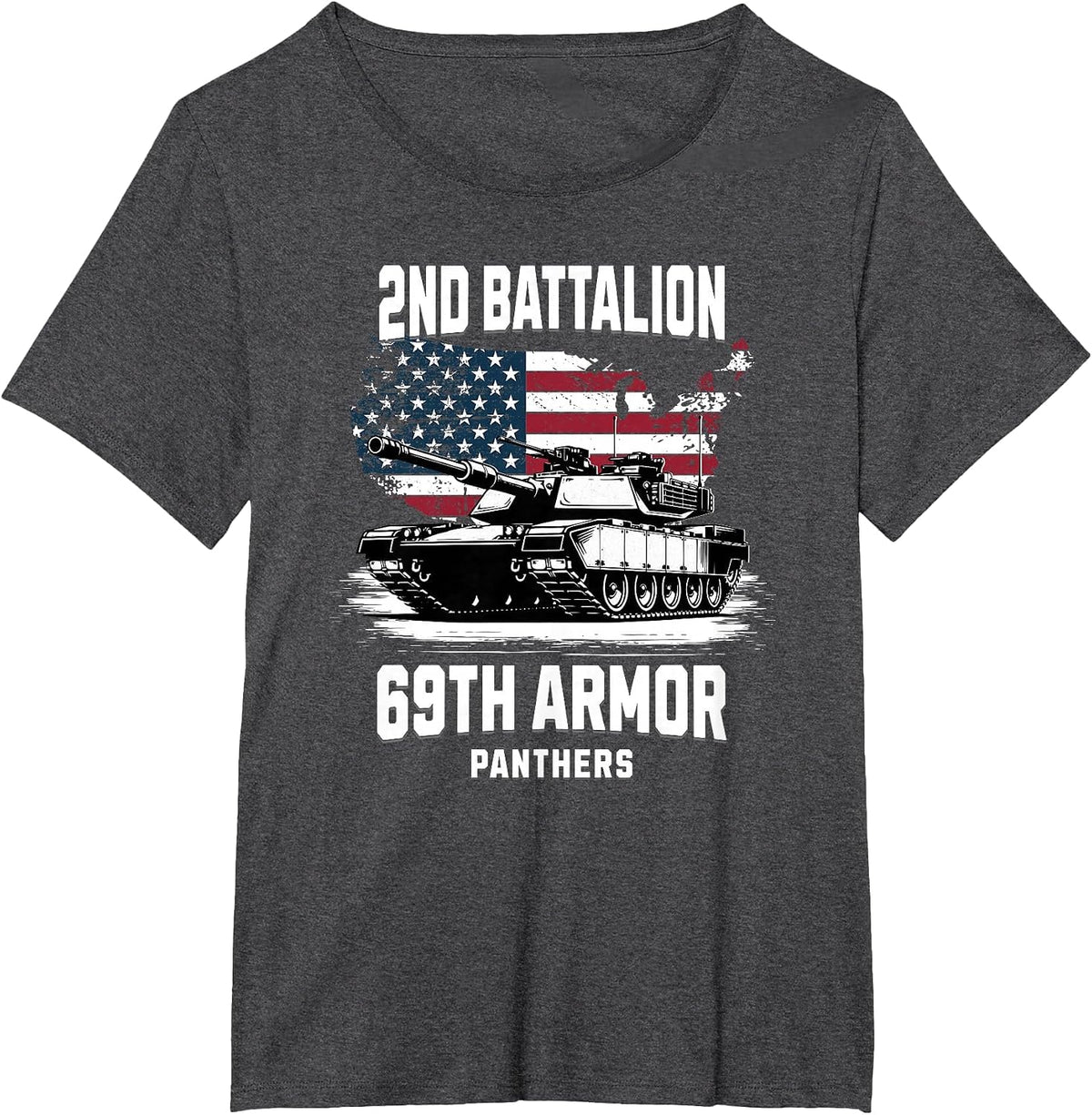 2nd Battalion 69th Armor M1 Abrams Tank Military Veteran T-Shirt - Dark Heather Grey