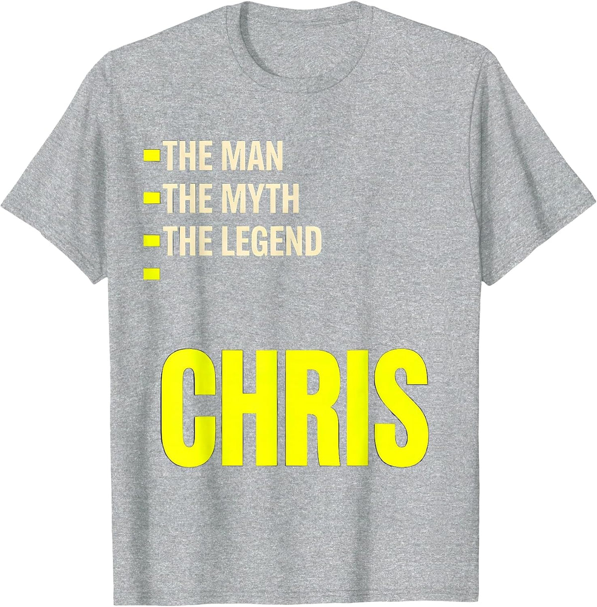Men's The Man The Myth The Legend Chris Funny Personalized Gift T-Shirt - Heather Grey
