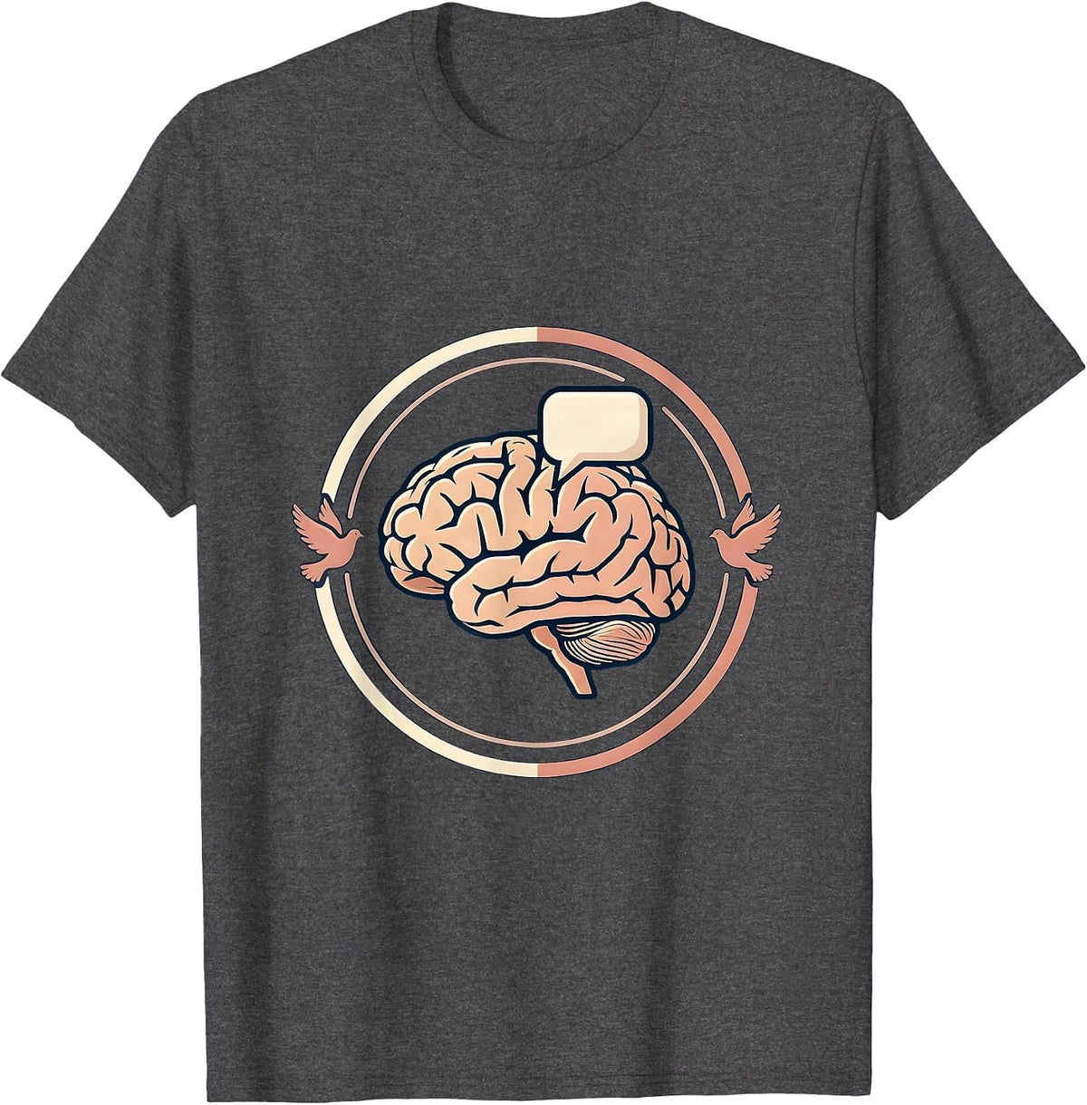 Brain Speech Bubble Graphic - SLP Mind Art T-Shirt - Dark Heather Grey