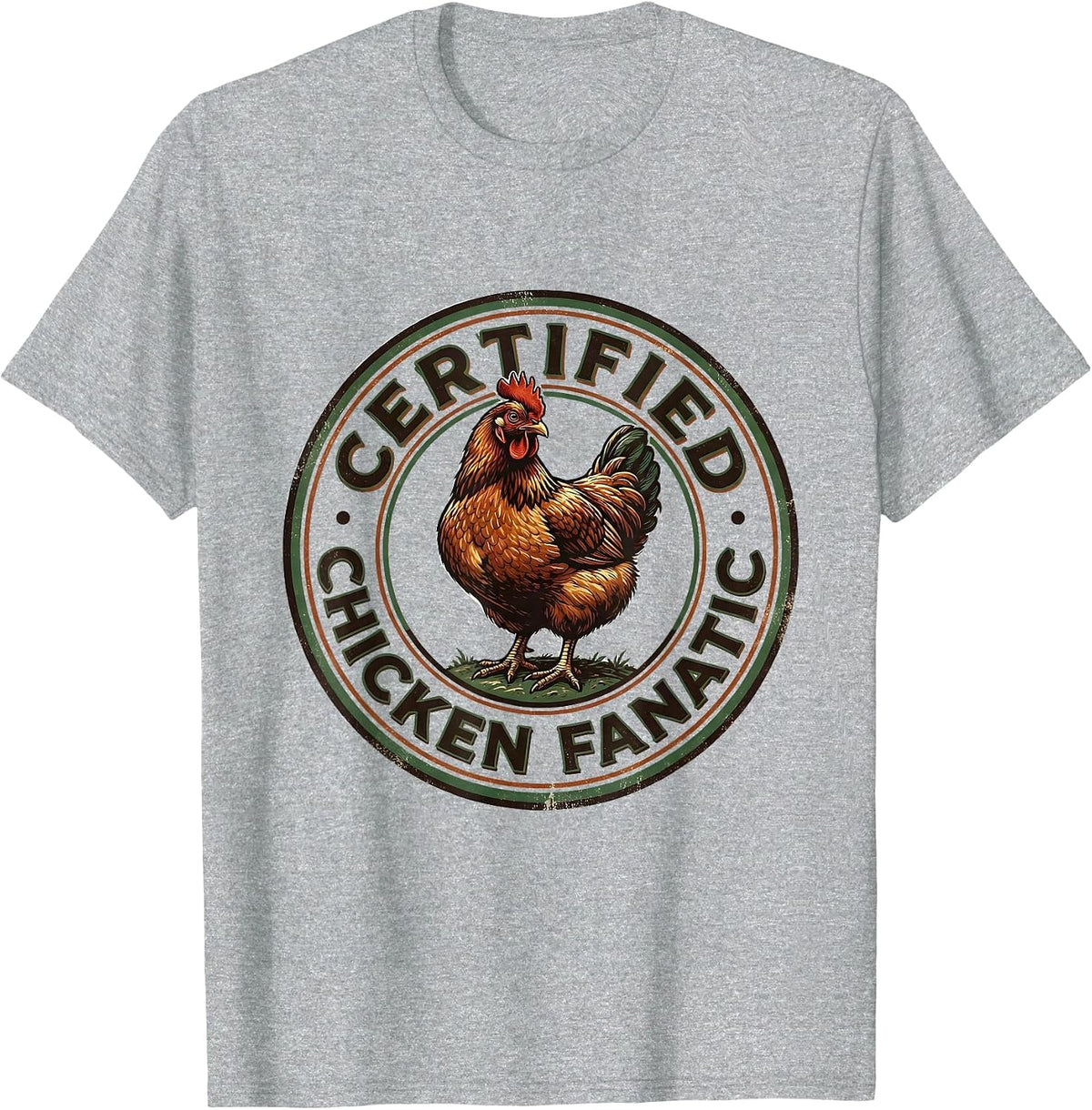Men's Certified Chicken Fanatic Vintage Funny Chicken Lover Gag T-Shirt - Heather Grey