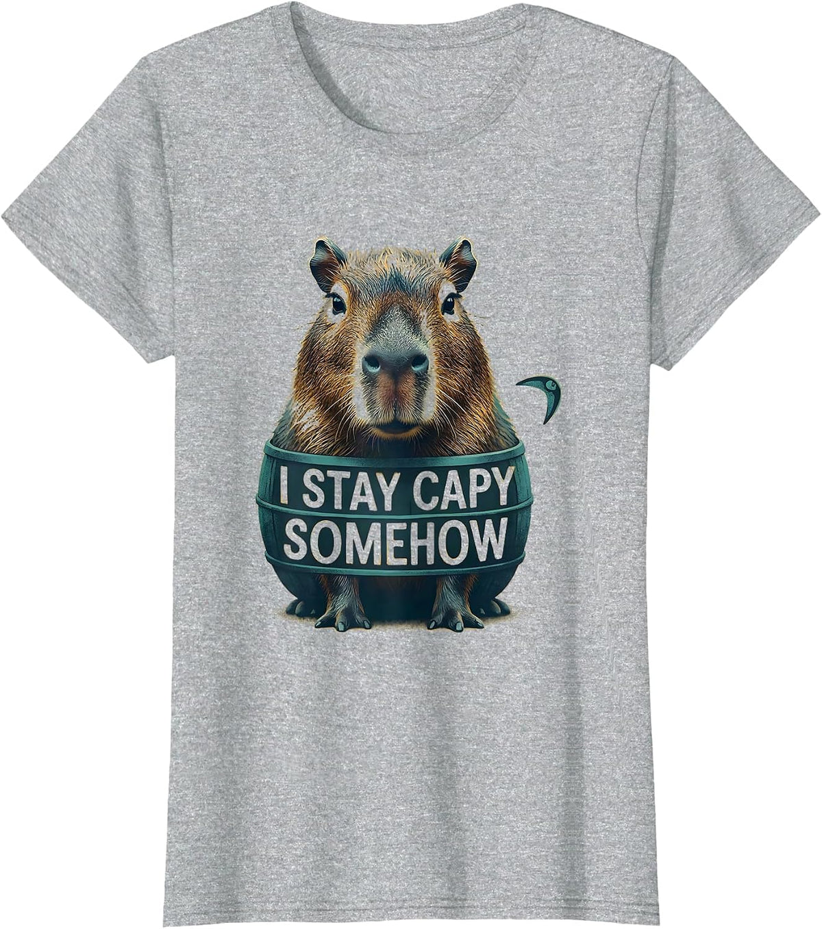 Women's I Stay Capy Somehow Funny Capybara Meme Animal Lover Humor T-Shirt - Heather Grey