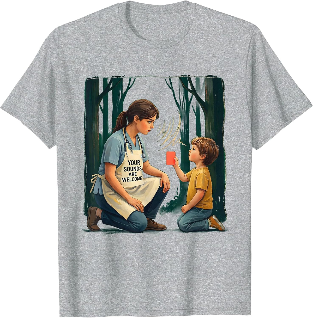Men's Your Sounds Are Welcome Storybook Speech Language T-Shirt - Heather Grey