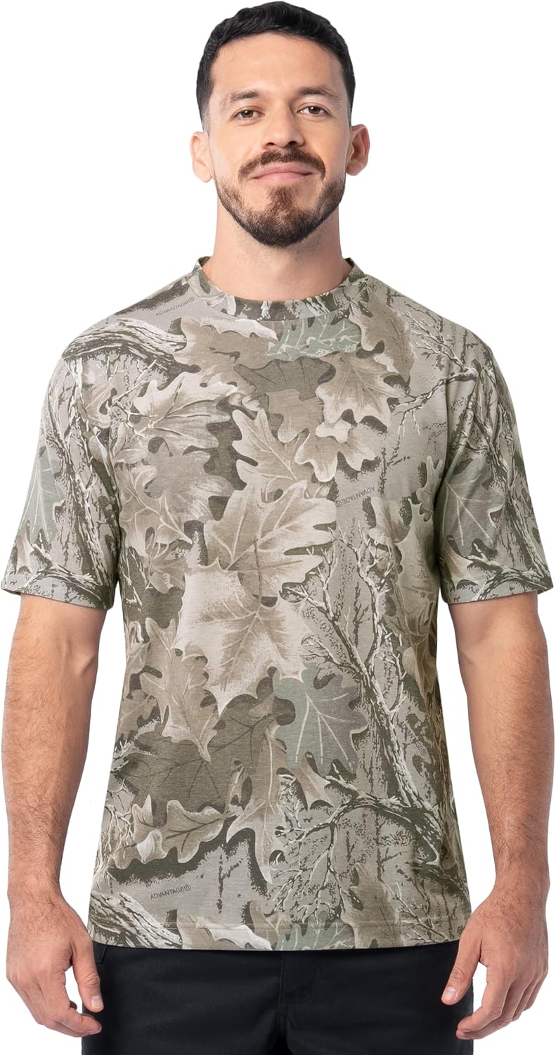 Realtree Men's Short Sleeve Performance Fishing and Hunting Camo Tee - Realtree Advantage Faded