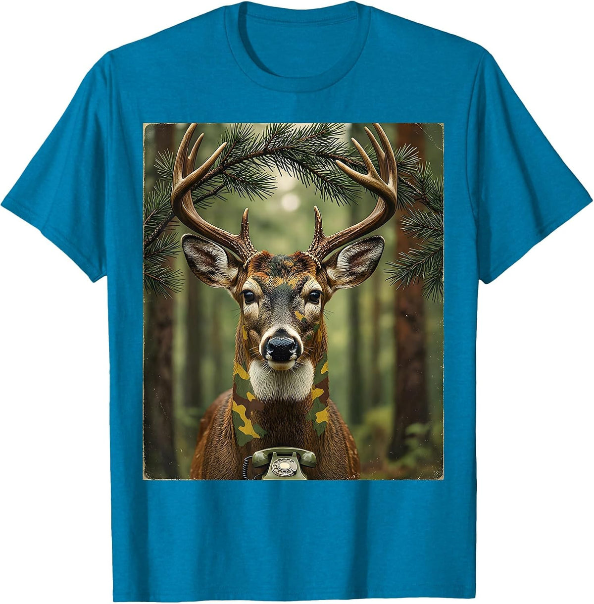 Whitetail Bust Vintage Deer Hunting Camo Dad Humor T-Shirt - Sapphire Blue