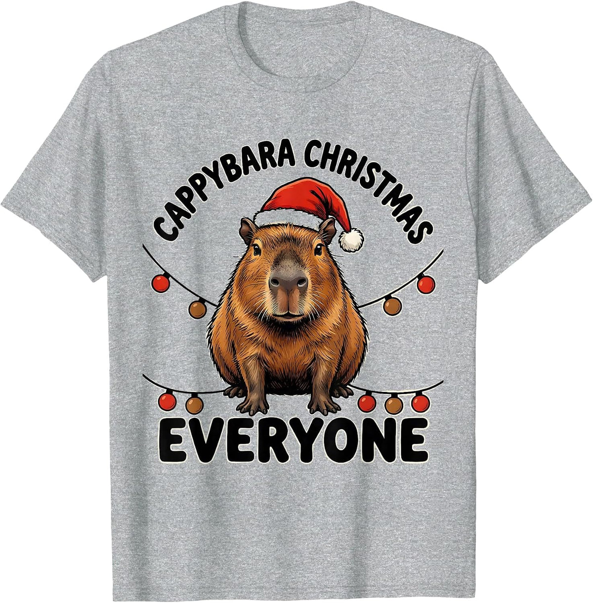 Men's Cappybara Christmas, Everyone Cute Capybara Santa Hat T-Shirt - Heather Grey