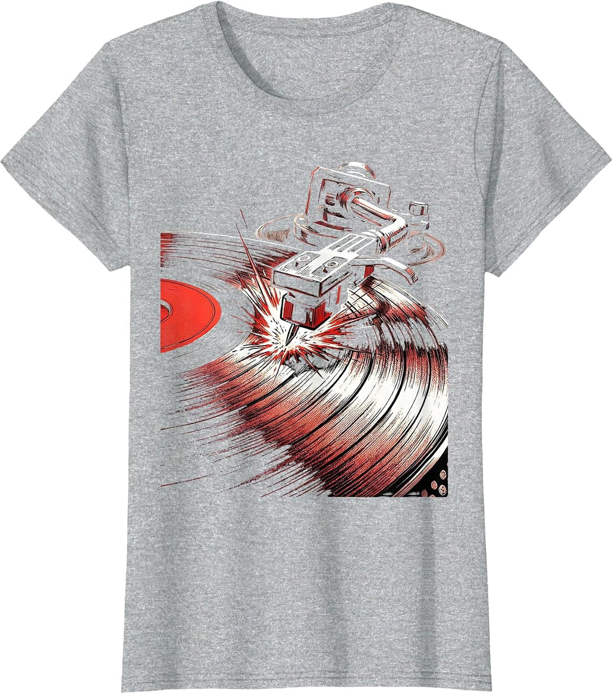 Turntable Needle Drops on Vinyl Record Hip Hop T-Shirt - Heather Grey