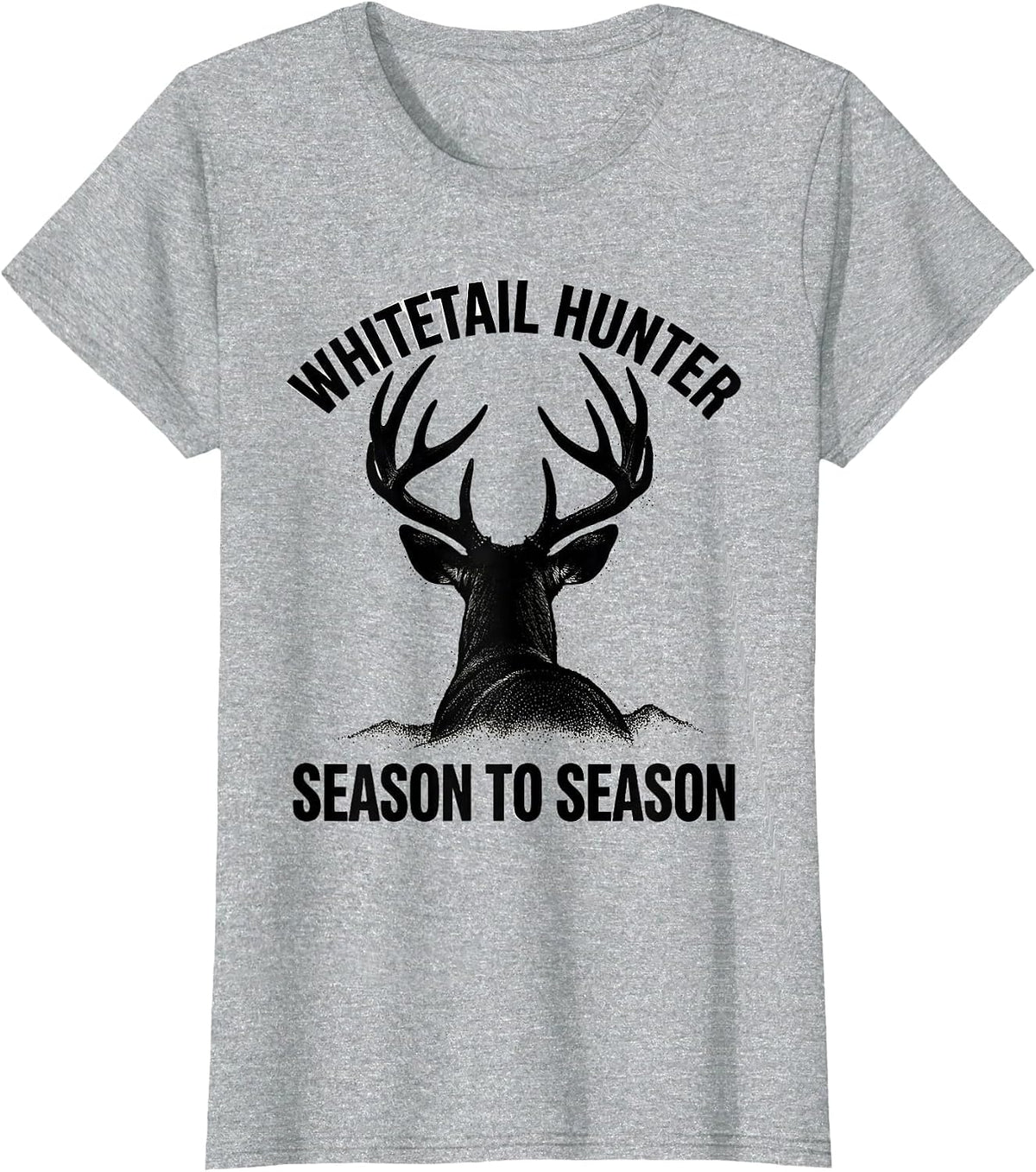Whitetail Hunter, Season To Season Blackwork Dotwork Hunting T-Shirt - Heather Grey