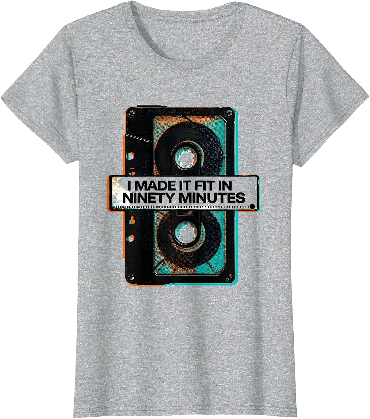 I Made It Fit In Ninety Minutes Retro Cassette Tape Music T-Shirt - Heather Grey
