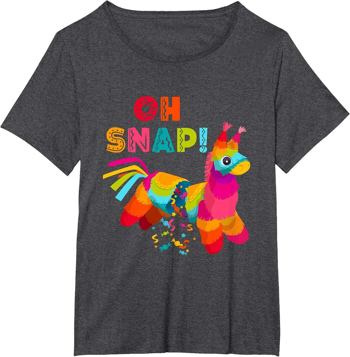 Pinata Oh Snap Serape Cinco De Mayo Mexican Fiesta T-Shirt - Dark Heather Grey