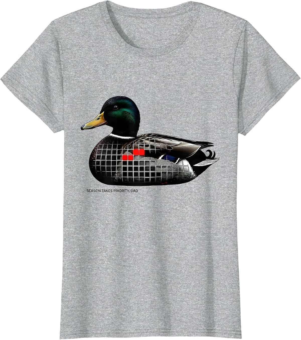 Women's Season Takes Priority Dad Duck Hunting Camo Father Father'S T-Shirt - Heather Grey