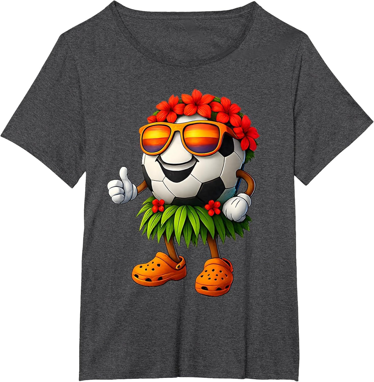 Funny Hawaiian Soccer Ball Tropical Hawaii Summer Vacation T-Shirt - Dark Heather Grey