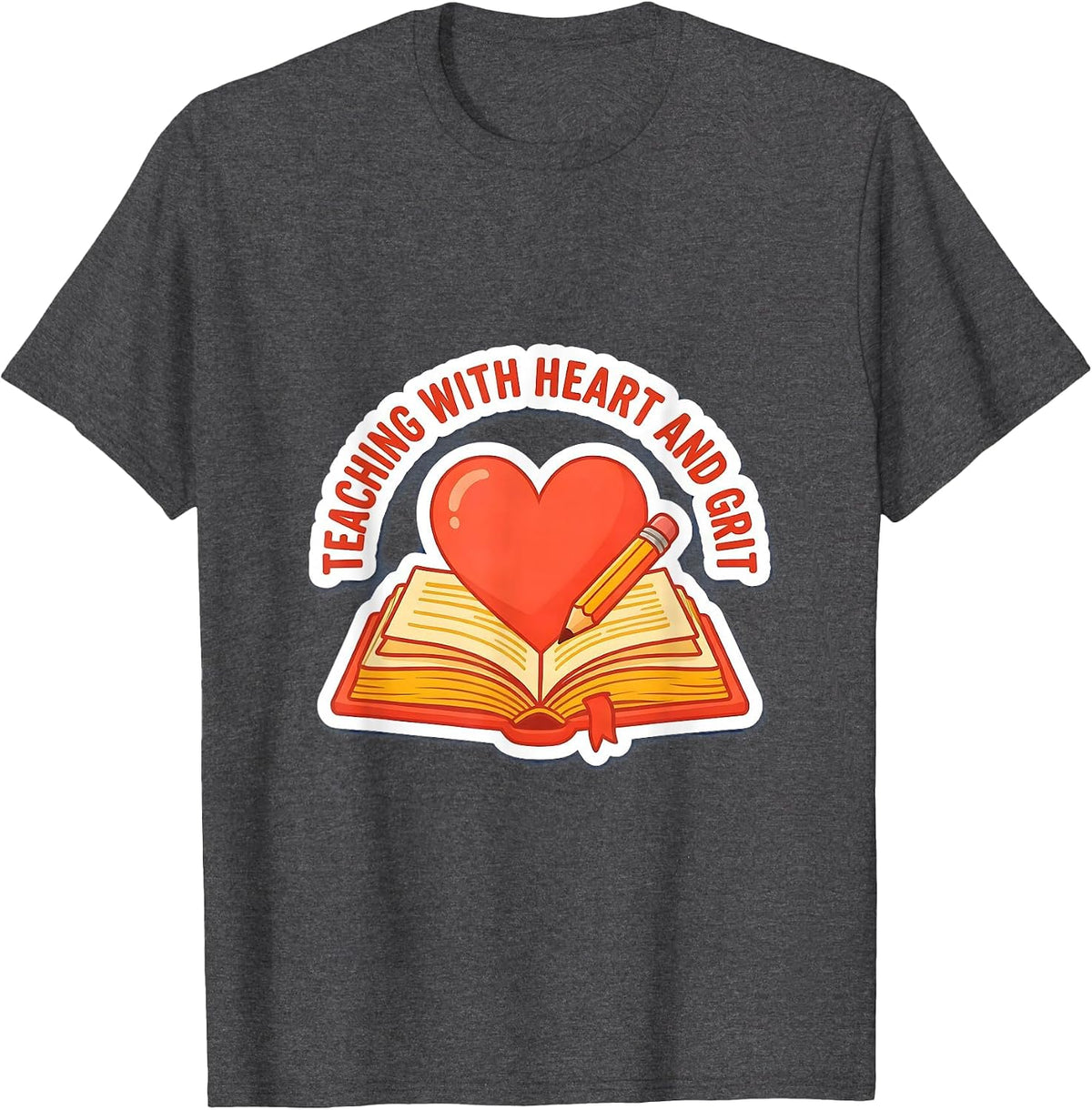Men's Teaching With Heart and Grit Special Education Tee T-Shirt - Dark Heather Grey