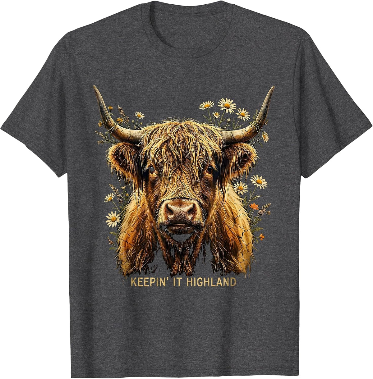 Keepin' It Highland Cute Highland Cow Design T-Shirt - Dark Heather Grey
