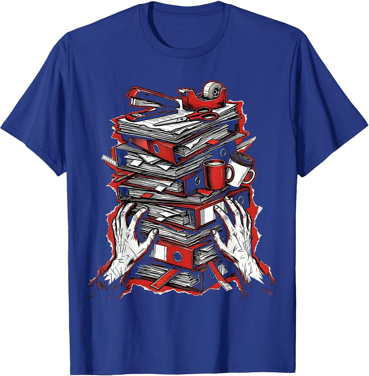 Men's Chaos Coordinator Wobbling Office Supplies Graphic T-Shirt - Royal Blue