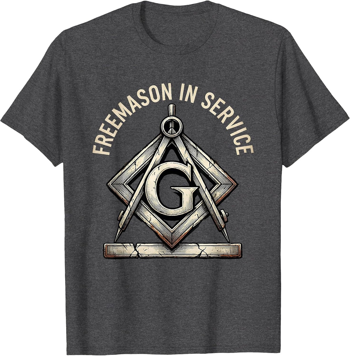 Freemason In Service Distressed Masonic Lodge Gift T-Shirt - Dark Heather Grey