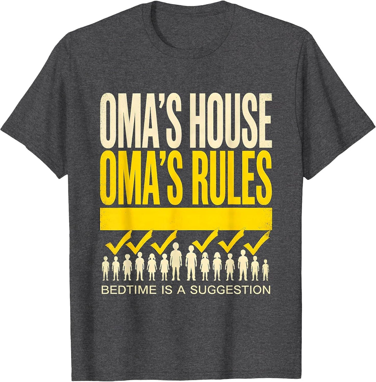 Men's Oma's House Oma's Rules Bedtime Is A Suggestion German T-Shirt - Dark Heather Grey