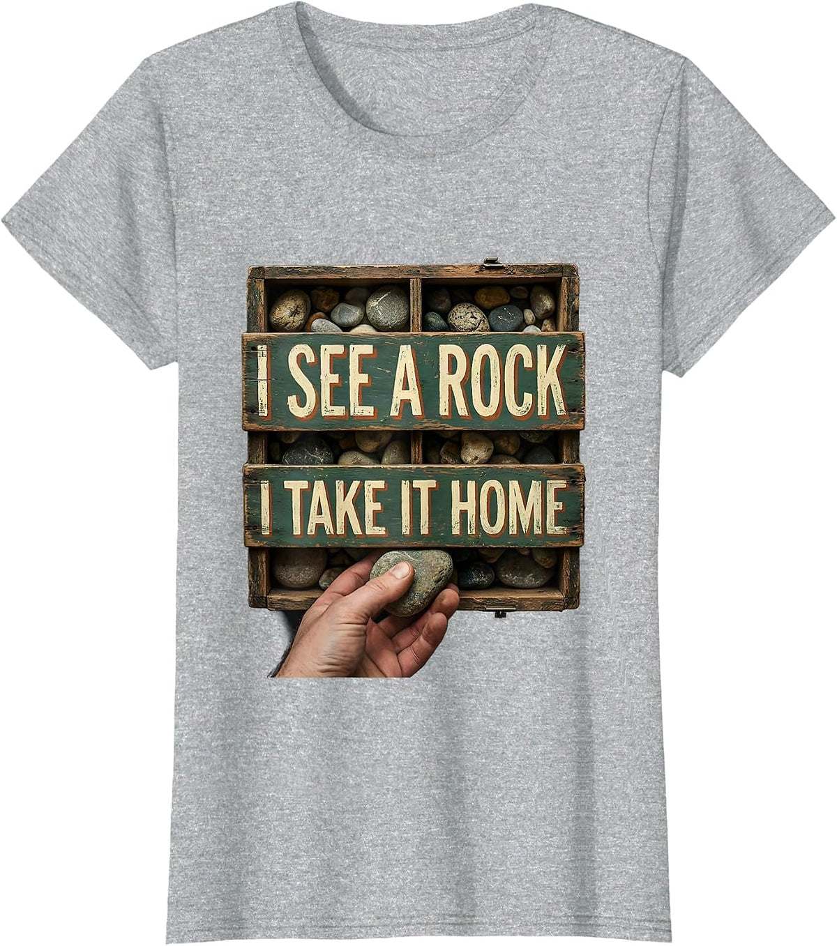 I See A Rock I Take It Home Vintage Funny Rock Collector T-Shirt - Heather Grey