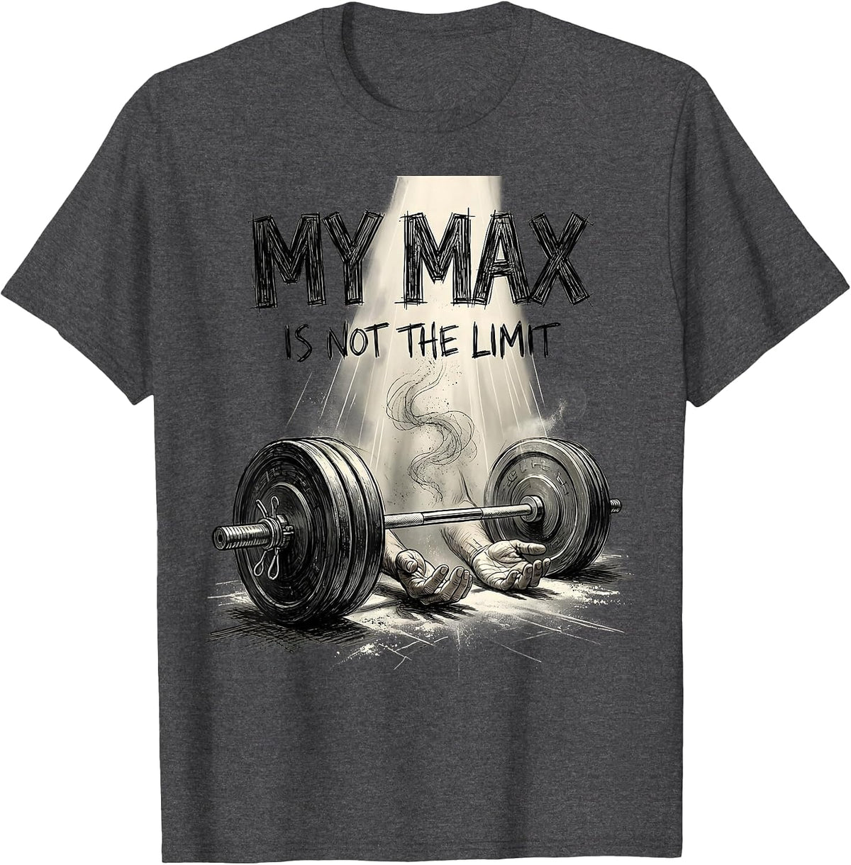 Men's My Max Is Not The Limit Faith Fitness Funny Gym Workout T-Shirt - Dark Heather Grey