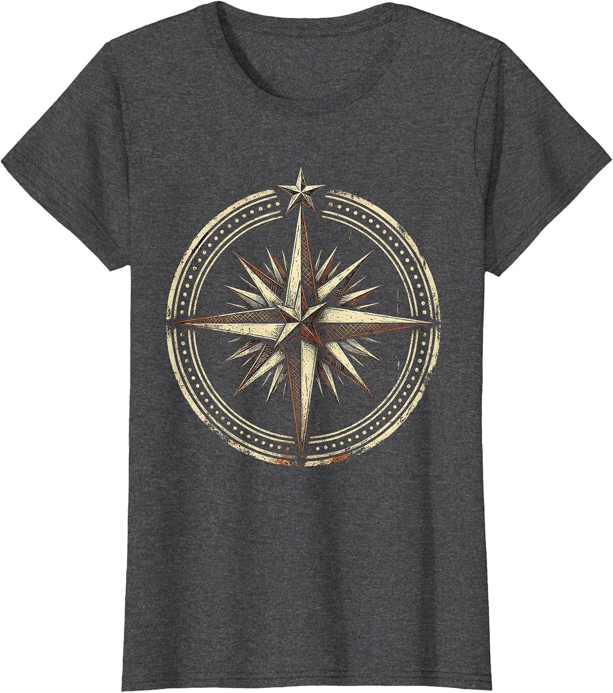 Women's Social Worker Compass Rose Guiding Star Design T-Shirt - Dark Heather Grey