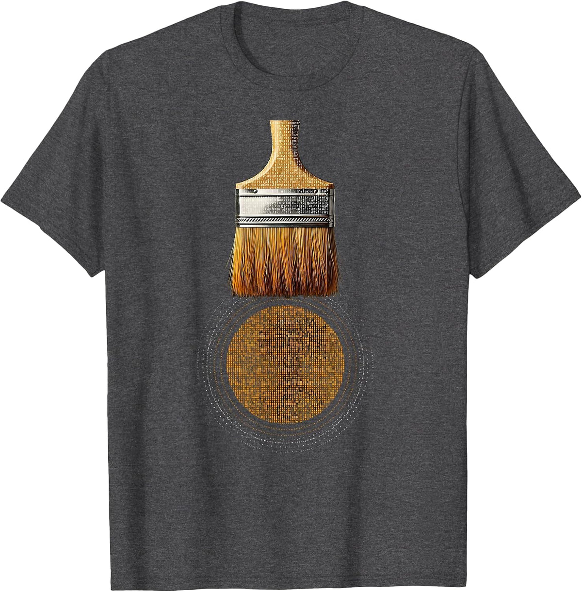 Paint Brush Ink Dot Art Graphic Design T-Shirt, Men, Dark Heather Grey, Large - As Pictured
