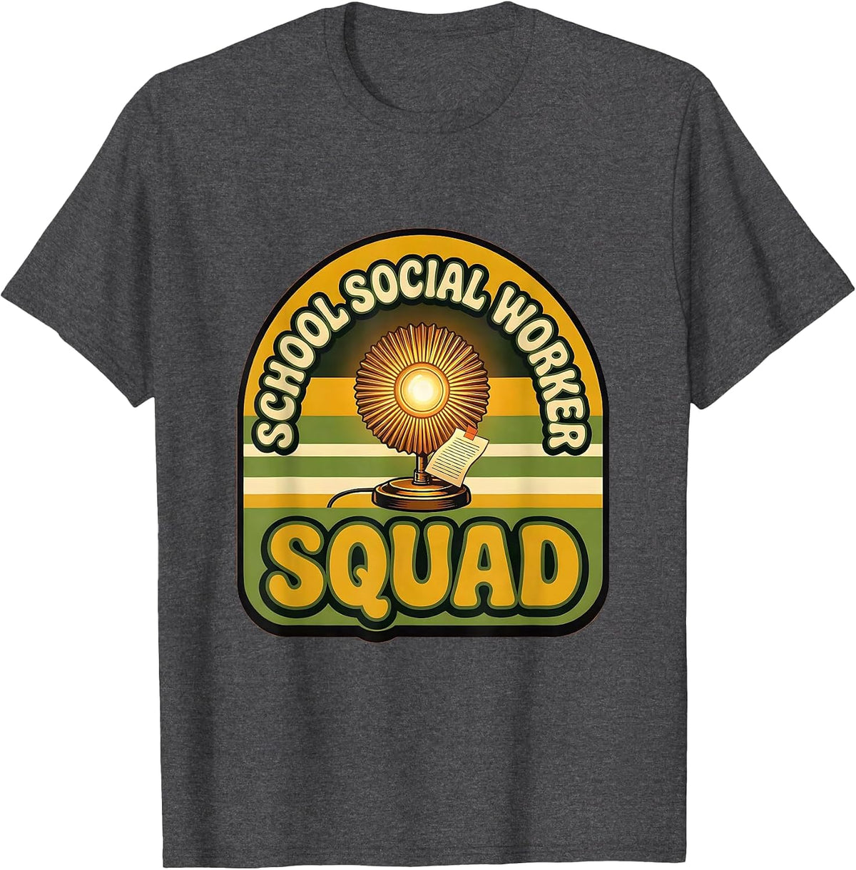School Social Worker Squad Retro 70s Counselor Support Staff T-Shirt - Dark Heather Grey